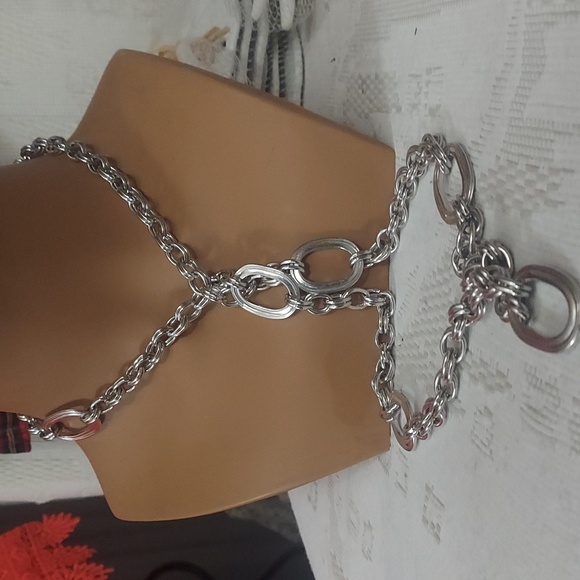 Vintage Monet Chunky Silver Chain Long Necklace 36" - Picture 7 of 10